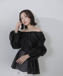 NATURAL BEAUTY BASIC(ナチュラルビューティーベーシック)/シアーギャザーペプラムブラウス　24SS/クロ