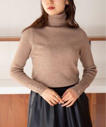 MAISON BREEZE(MAISON BREEZE)/【MAISON BREEZE】タートルネック リブニットセーター 長袖 袖ボタン ワイドリブニット KNF049/ベージュ