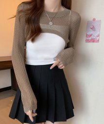 NinaetLina/メッシュ編みニットショート丈トップス/505826128