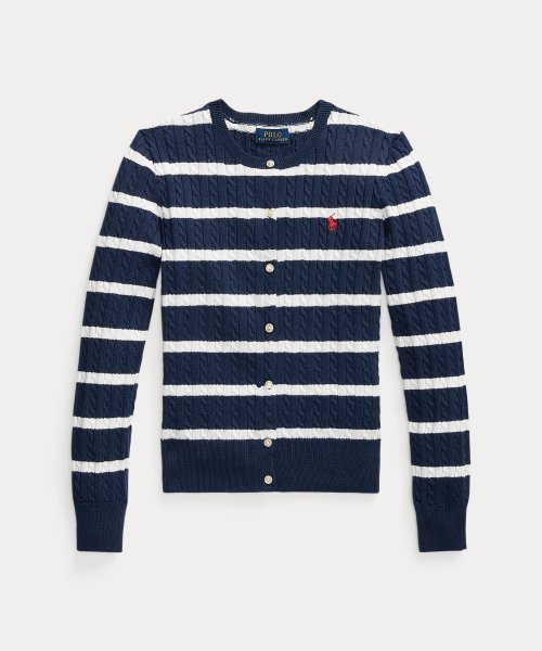 POLO RALPH LAUREN(POLO RALPH LAUREN)/(ガールズ 7才～16才)ストライプド ミニケーブル コットン カーディガン/410ネイビー