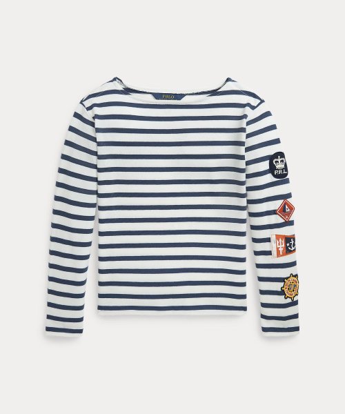 POLO RALPH LAUREN(POLO RALPH LAUREN)/(ガールズ 7才～16才)ストライプド ノーティカルパッチ コットン ジャージー Tシャツ/400ブルー