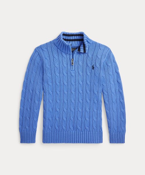 POLO RALPH LAUREN(POLO RALPH LAUREN)/(ボーイズ 2才～7才)ケーブルニット コットン クォータージップ セーター/400ブルー