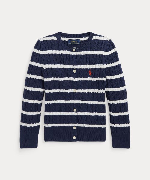 POLO RALPH LAUREN(POLO RALPH LAUREN)/(ガールズ 2才～6才)ストライプド ミニケーブル コットン カーディガン/410ネイビー