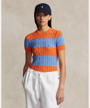 POLO RALPH LAUREN/ストライプド ケーブルニット ショートスリーブ セーター/505827808