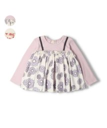 Kids Zoo(キッズズー)/【子供服】 kid´s zoo (キッズズー) 花柄キャミ風ドッキング長袖Ｔシャツ 80cm～130cm W22801/ラベンダー