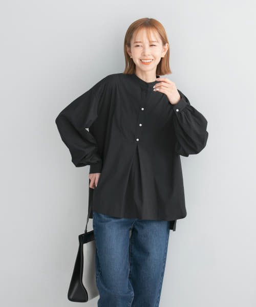 URBAN RESEARCH ROSSO(URBAN　RESEARCH　ROSSO)/パール釦ボリュームシャツブラウス/BLACK