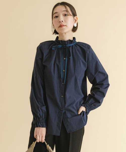 URBAN RESEARCH ROSSO(URBAN　RESEARCH　ROSSO)/F by ROSSO　フリルネック2WAYブラウス/NAVY