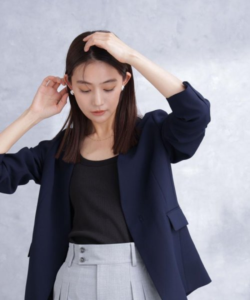 デイリーファンクション ラペルレスジャケット(セットアップ可） デイリーファンクション 羽織としてさらっとラフに着回しやすいデザイン