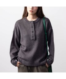 MAC HOUSE(women)(マックハウス（レディース）)/NAVY ネイビー ネップヘンリーネックニット GL－1253635/チャコール