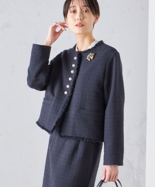 SHIPS WOMEN/〈セレモニー対応可〉スラブ ツイード ノーカラー ジャケット 24SS（セットアップ対応）◇/505829533