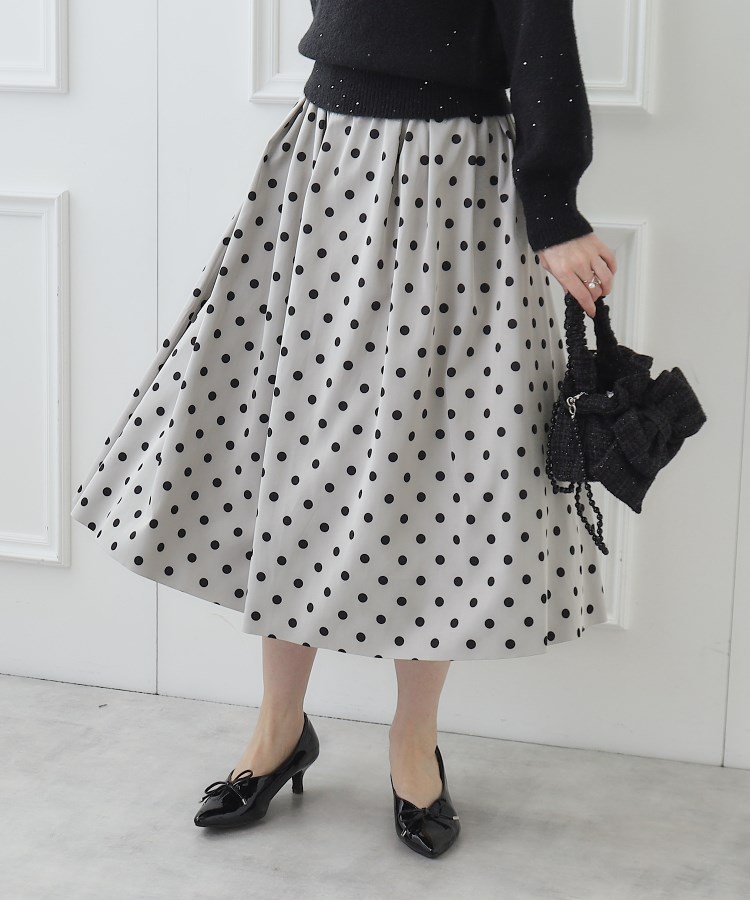 おすすめ 【再入荷】スカート polkaタックロングスカート(A・ブラック