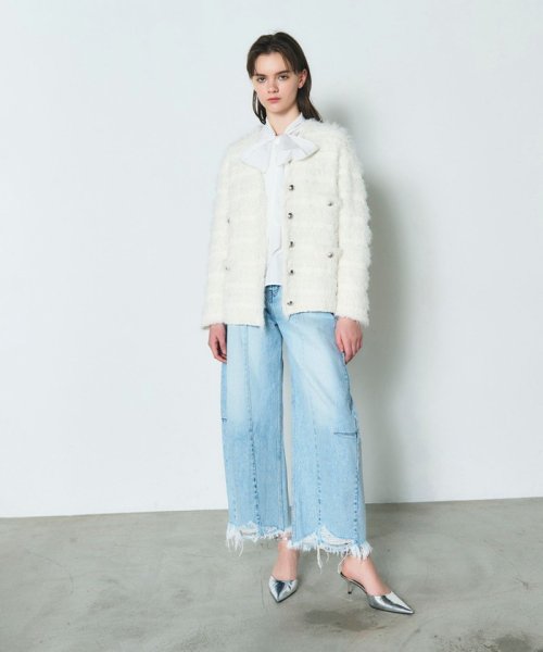 フェザーツイードニットカーディガン 