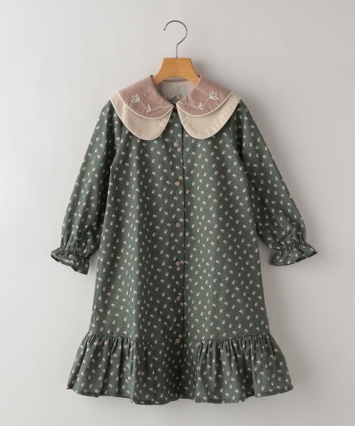 SHIPS KIDS(シップスキッズ)/Popelin:100～120cm / Green floral dress/グリーン