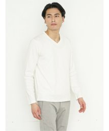 TAKA-Q/ふくれジャガード ケーブル柄 Vネック長袖Ｔシャツ メンズ Tシャツ カットソー カジュアル インナー ビジネス ギフト プレゼント/505830434