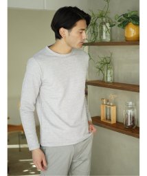 TAKA-Q(タカキュー)/パールワッフル裏使い クルーネック長袖Ｔシャツ メンズ Tシャツ カットソー カジュアル インナー ビジネス ギフト プレゼント/ライトグレー