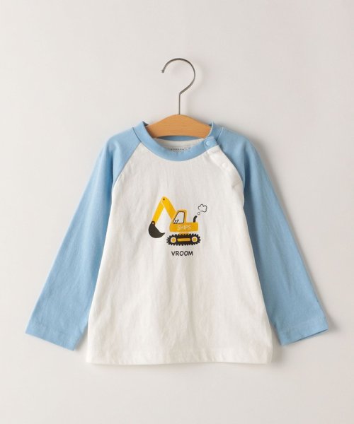 SHIPS KIDS(シップスキッズ)/SHIPS KIDS:80～90cm / はたらく 車 ラグラン スリーブ 長袖 TEE/ライトブルー