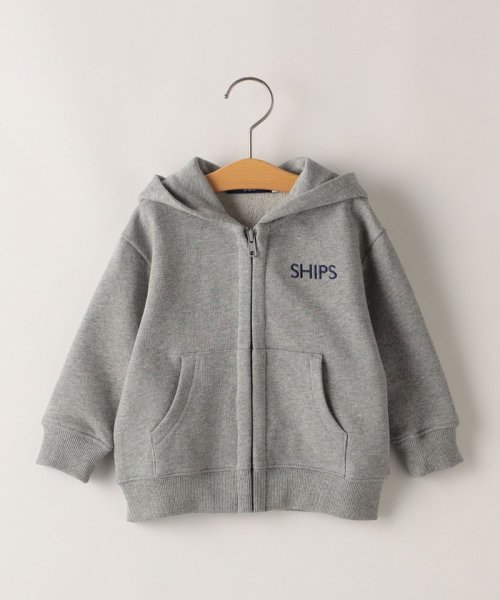 SHIPS KIDS(シップスキッズ)/SHIPS KIDS:80～90cm / ロゴ フード ジップ パーカー/ヘザーグレー