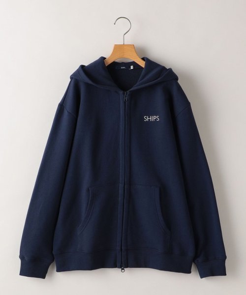 SHIPS KIDS(シップスキッズ)/SHIPS KIDS:140～160cm / ロゴ フード ジップ パーカー/ネイビー