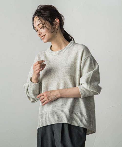 セール】【洗えるニット】LAMBS WOOLクルーネックプルオーバー 