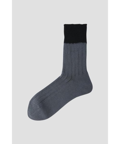 MHL.(エムエイチエル)/CONTRAST RIB SOCKS/MIDBLUE3