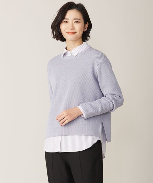 J.PRESS LADIES(J．プレス　レディス)/【WEB限定カラーあり・洗える】CLEAR COTTON BLEND サイドスリット ニット/ふじ色系