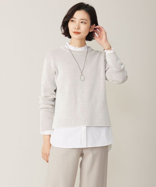 J.PRESS LADIES(J．プレス　レディス)/【WEB限定カラーあり・洗える】CLEAR COTTON BLEND サイドスリット ニット/ベージュ系5