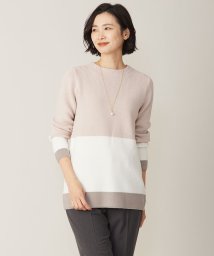 J.PRESS LADIES（LARGE SIZE）(J．プレス　レディス（大きいサイズ）)/【洗える】CLEAR COTTON BLEND カラーブロック ニット/ピンク系1