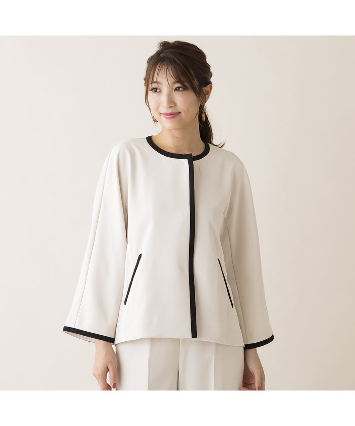 Rose Tiara ノーカラージャケット ベージュ Rose Tiara / ローズティアラ （レディース） ノーカラー