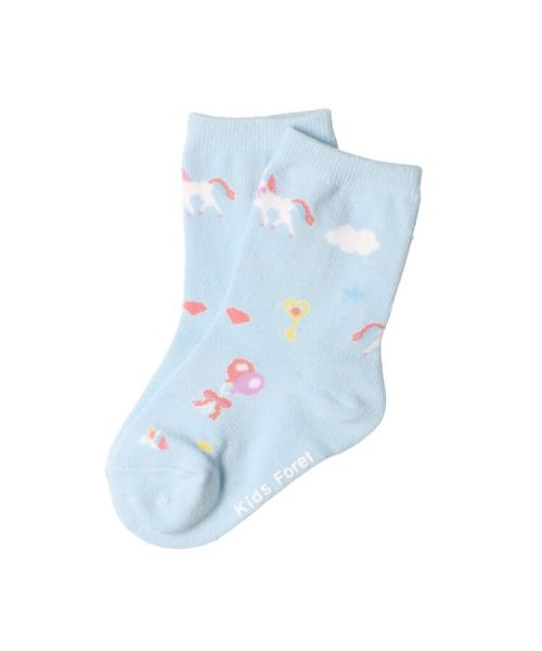 Kids Foret(キッズフォーレ)/【子供服】 Kids Foret (キッズフォーレ) ユニコーン柄クルーソックス・靴下 11cm～20cm B13303/サックス