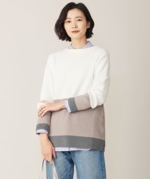 J.PRESS LADIES(J．プレス　レディス)/【洗える】CLEAR COTTON BLEND カラーブロック ニット/ホワイト系1