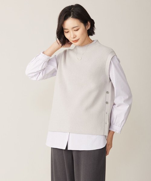 J.PRESS LADIES(J．プレス　レディス)/【洗える】CLEAR COTTON BLEND ニット ベスト/ライトグレー系