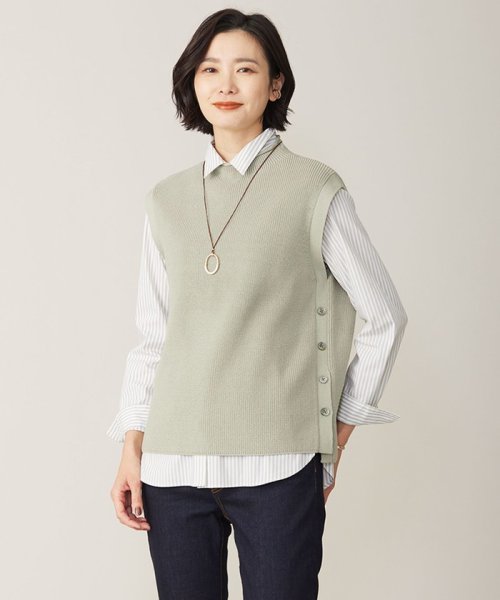 J.PRESS LADIES(J．プレス　レディス)/【洗える】CLEAR COTTON BLEND ニット ベスト/スモーキーグリーン系