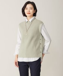 J.PRESS LADIES（LARGE SIZE）(J．プレス　レディス（大きいサイズ）)/【洗える】CLEAR COTTON BLEND ニット ベスト/スモーキーグリーン系