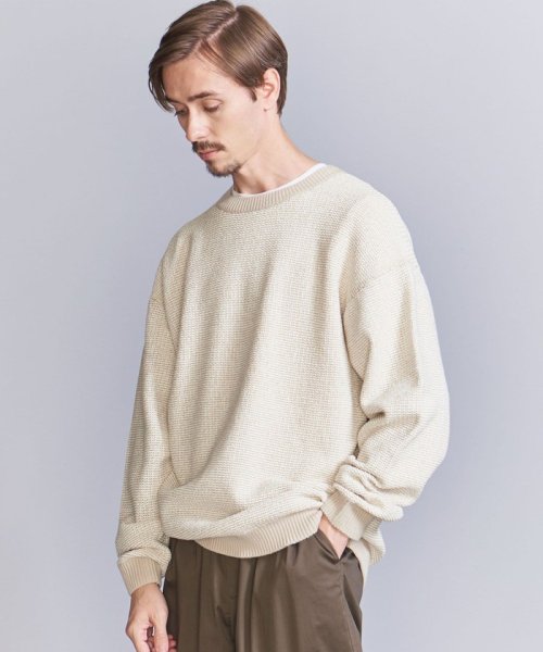 BEAUTY&YOUTH UNITED ARROWS(ビューティーアンドユース　ユナイテッドアローズ)/PLAID パターン クルーネック ニット/BEIGE