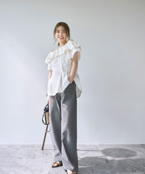 NATURAL BEAUTY BASIC(ナチュラルビューティーベーシック)/バレルラインデニムパンツ　24SS/クロ