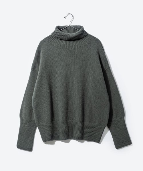 アイランドタイド ISLAND TIDES EY 18336 ニット レディース 長袖 タートルネック プルオーバー ラムズウール リブ編み タートルニット 秋 