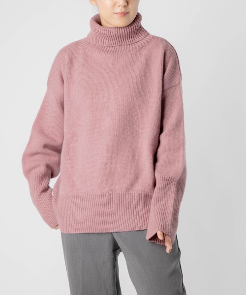 アイランドタイド ISLAND TIDES EY 18336 ニット レディース 長袖 タートルネック プルオーバー ラムズウール リブ編み タートルニット 秋 