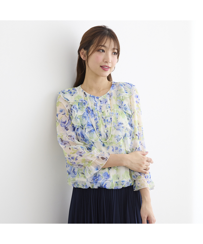 ブラウス シャツ 「セットアップ可」フラワープリントバルーンブラウス レディース セール 50%OFF】【セットアップ可】フラワープリントバルーン