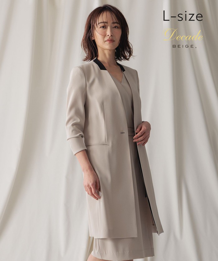 BEIGE 【L−size】CINDY / ノーカラーロングジャケット SAND×BLACK 10 BEIGE 【L−size】CINDY / ノーカラーロングジャケット SAND×BLACK 10