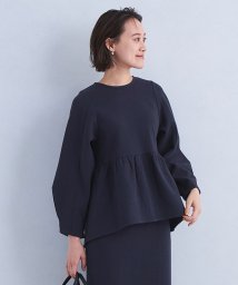 green label relaxing(グリーンレーベルリラクシング)/スビンコットンミックス ダンボール ペプラム プルオーバー カットソー/NAVY