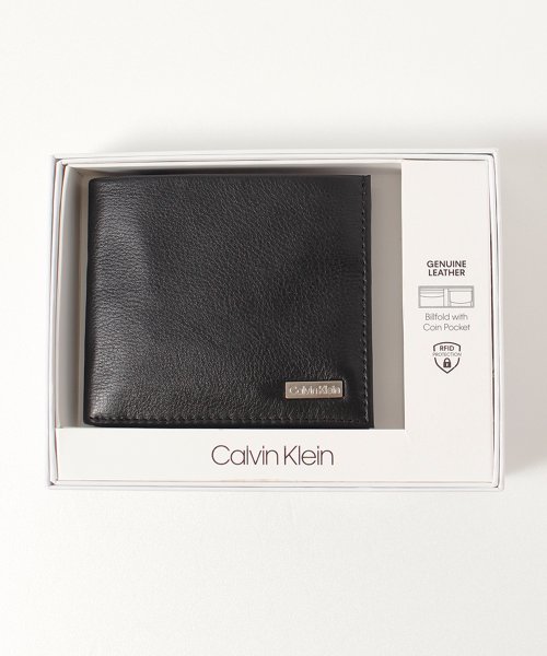 Calvin Klein(カルバンクライン)/【Calvin Klein/カルバンクライン】ワンポイント レザーコンパクトウォレット/ブラック