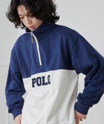 coen(coen)/POLO BCS(ポロ・ビーシーエス)別注スタンドハーフジップスウェットプルオーバー/NAVY