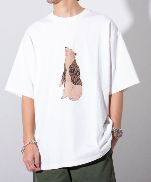 GLOSTER(GLOSTER)/【PENDLETON/ペンドルトン】ベアープリントTシャツ 刺繍 ワンポイントロゴ/オフホワイト