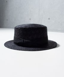 GLOSTER(GLOSTER)/【GLOSTER/グロスター】STRAW BOATER HAT ストローハット 麦わら カンカン帽/ブラック