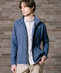 MK homme(エムケーオム)/【WEB限定】シャドーグレンチェックカーデ/ブルー（55）