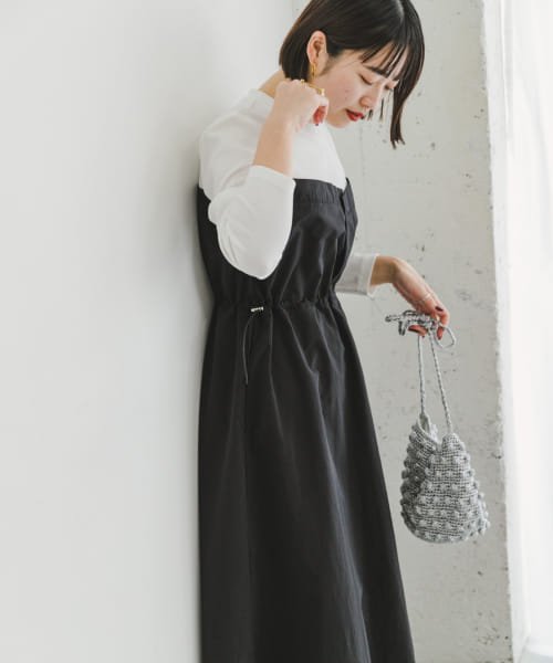 ITEMS URBANRESEARCH(アイテムズ アーバンリサーチ（レディース）)/ドッキングナイロンワンピース/BLK