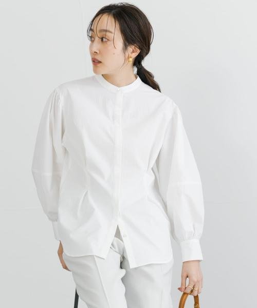 URBAN RESEARCH(アーバンリサーチ)/『MADE IN JAPAN』 バンドカラーボリュームスリーブブラウス/WHITE