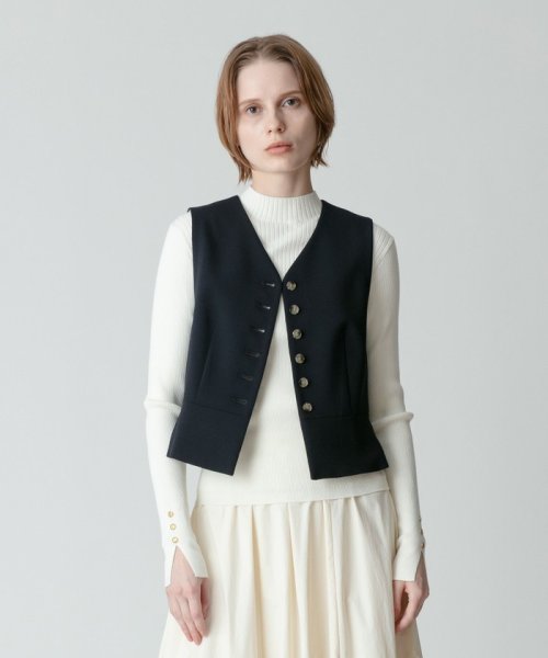 【セットアップ対応可能】ギャバ釦アクセントジレ 