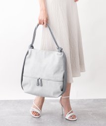 MK MICHEL KLEIN BAG(エムケーミッシェルクランバッグ)/[2WAY・A4サイズ対応]エコレザー変形トートバッグ/ライトグレー