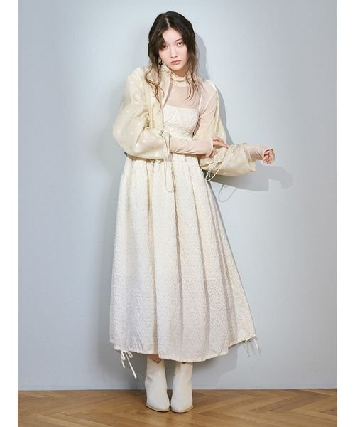 リリーブラウン LILY BROWN シアープリントフリルワンピース （NVY 